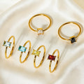 Colorful Birthstone Heart Rings - 12 Zodiac Sign Adjustable Gold-Plated Jewelry