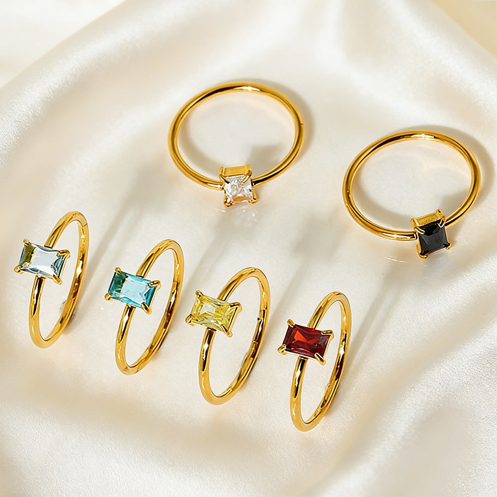 Colorful Birthstone Heart Rings - 12 Zodiac Sign Adjustable Gold-Plated Jewelry