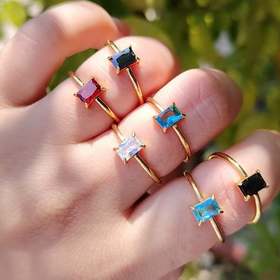 Colorful Birthstone Heart Rings - 12 Zodiac Sign Adjustable Gold-Plated Jewelry