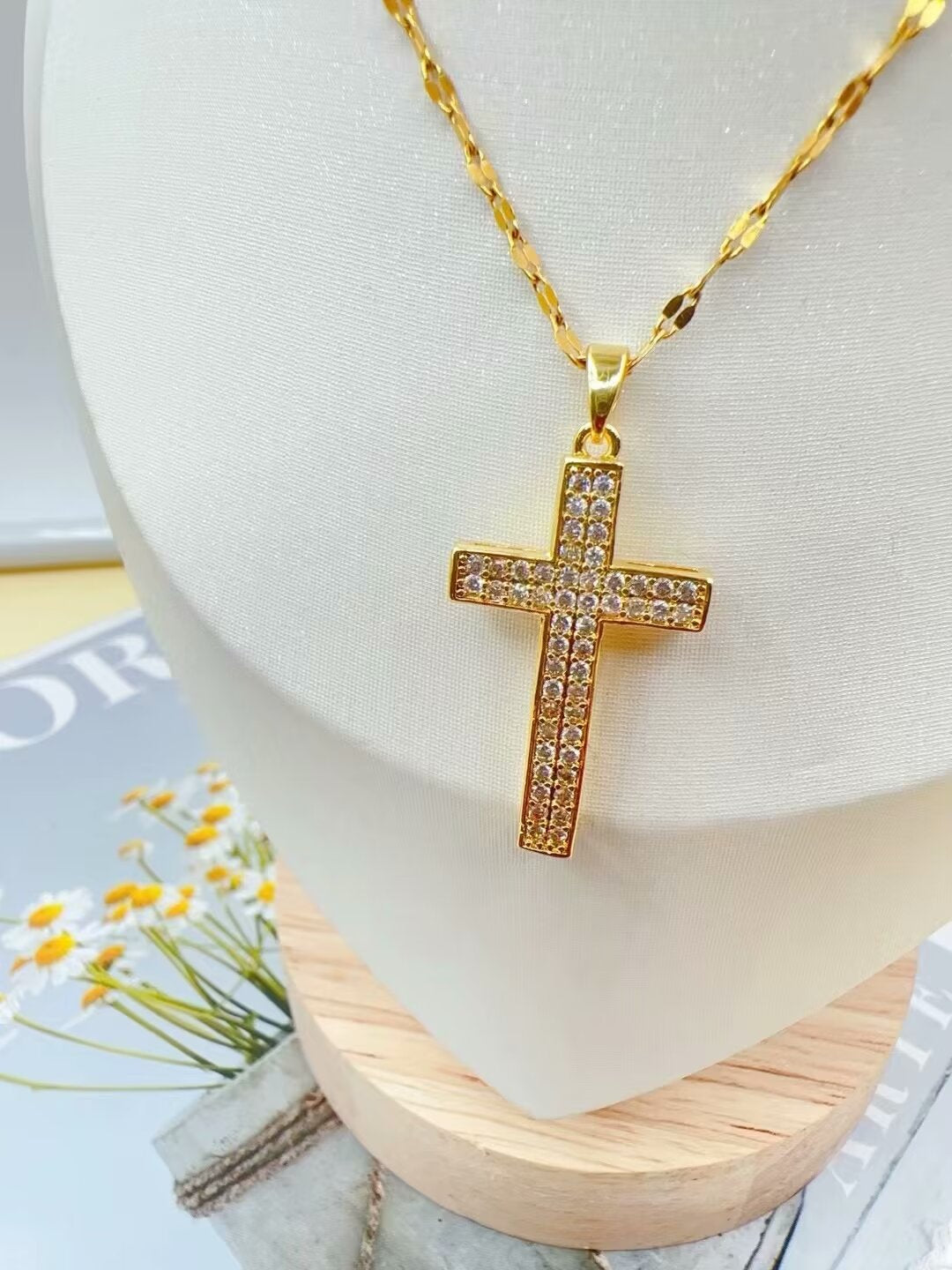 Sleek Stainless Steel Adjustable Cross Necklace - Durable Corrosion Resistant Faith Jewelry